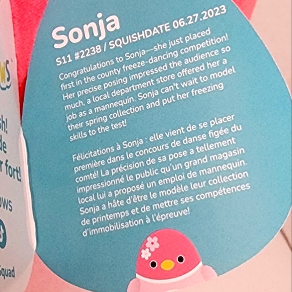 WON IN CLAW MACHINE SONJA 🐦 FTM Pink Duck w Flowers Original Squishmallow NWT - Picture 3 of 8
